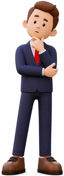 Illustration of a business man thinking with his hand on his chin